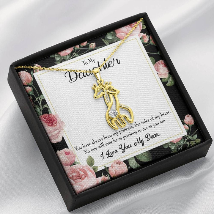 To My Daughter Daughter Ruler Of My Heart Giraffe Couple Necklace