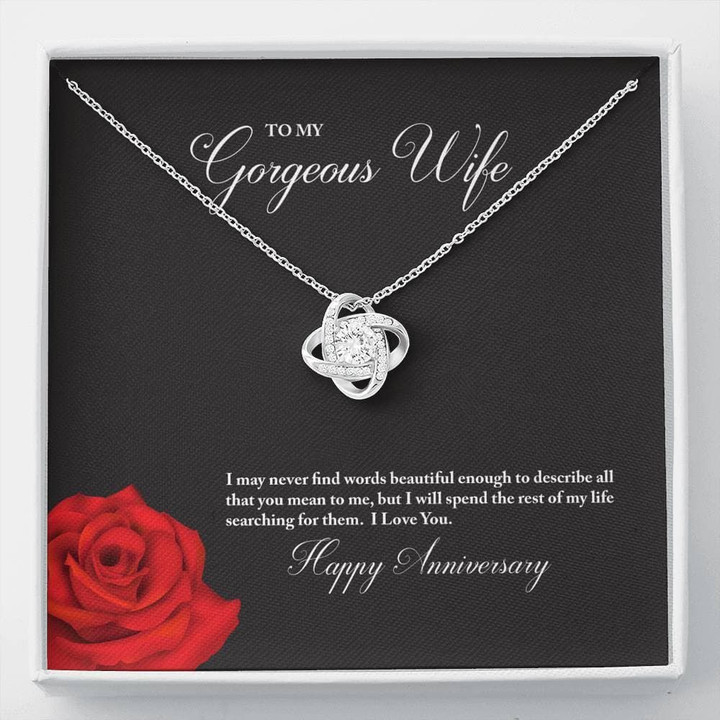 Love Knot Necklace Gift For Wife Red Rose Love You