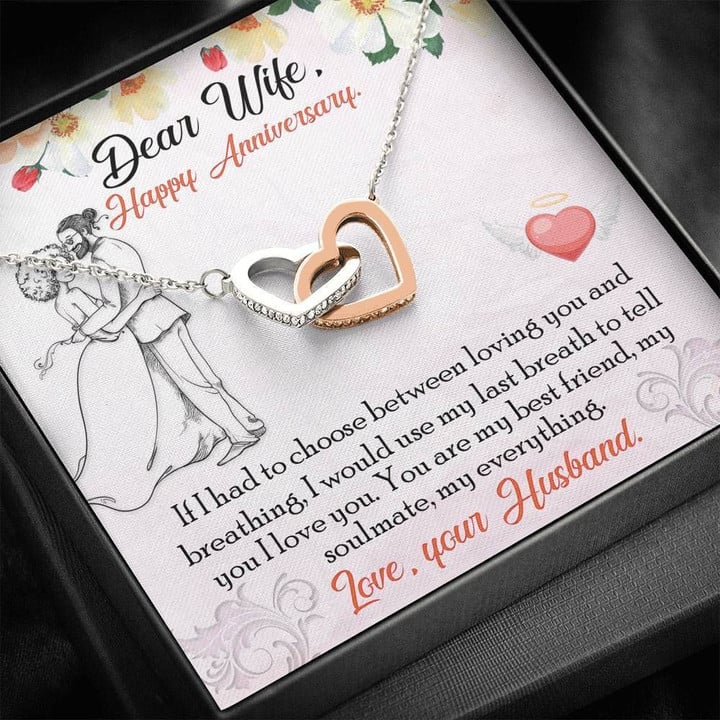 Interlocking Hearts Necklace Anniversary Gift For Wife My Everything