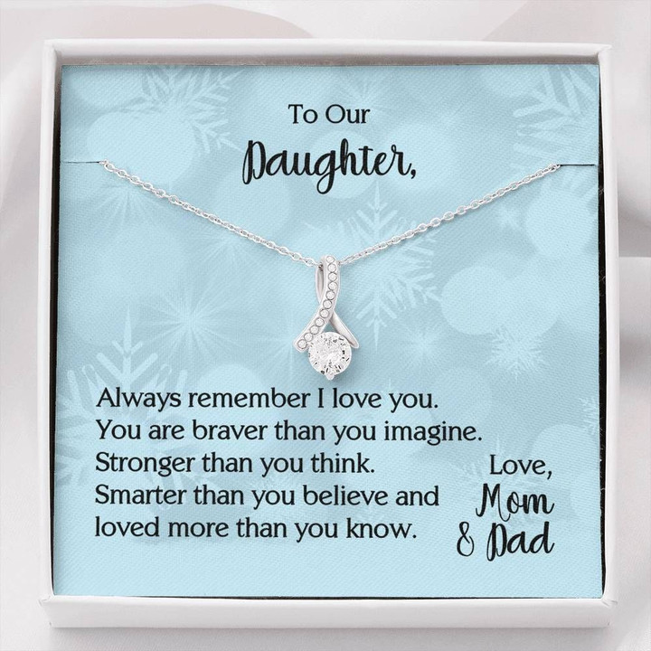 You Are Stronger Than You Think Mom And Dad Gift For Daughter 14k White Gold Alluring Beauty Necklace