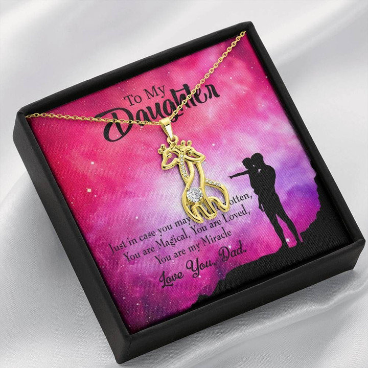To My Daughter You Are My Miracle Giraffe Couple Necklace