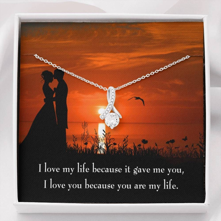 To My Girlfriend You Are My Life 14K White Gold Alluring Beauty Necklace