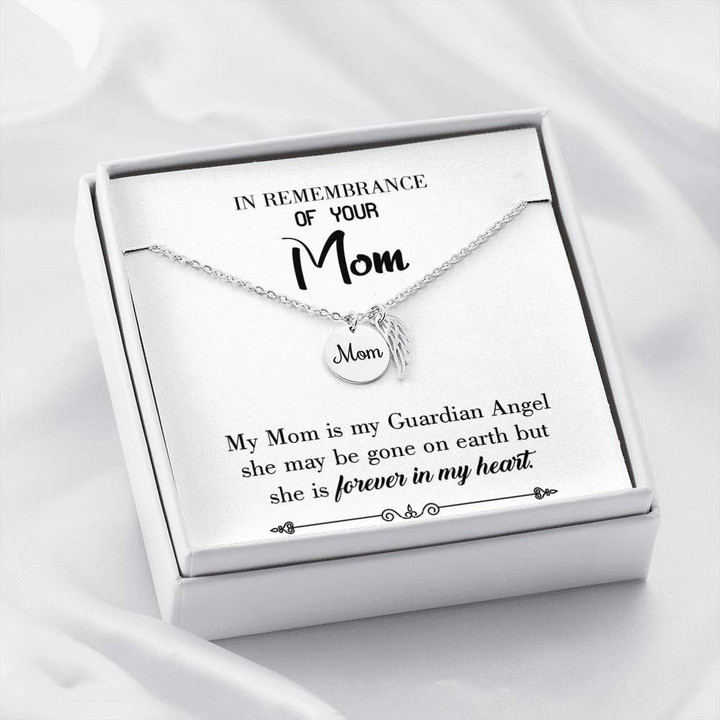 To Mom Remembrance Angel Wing Necklace Guardian Angel Mother Memorial