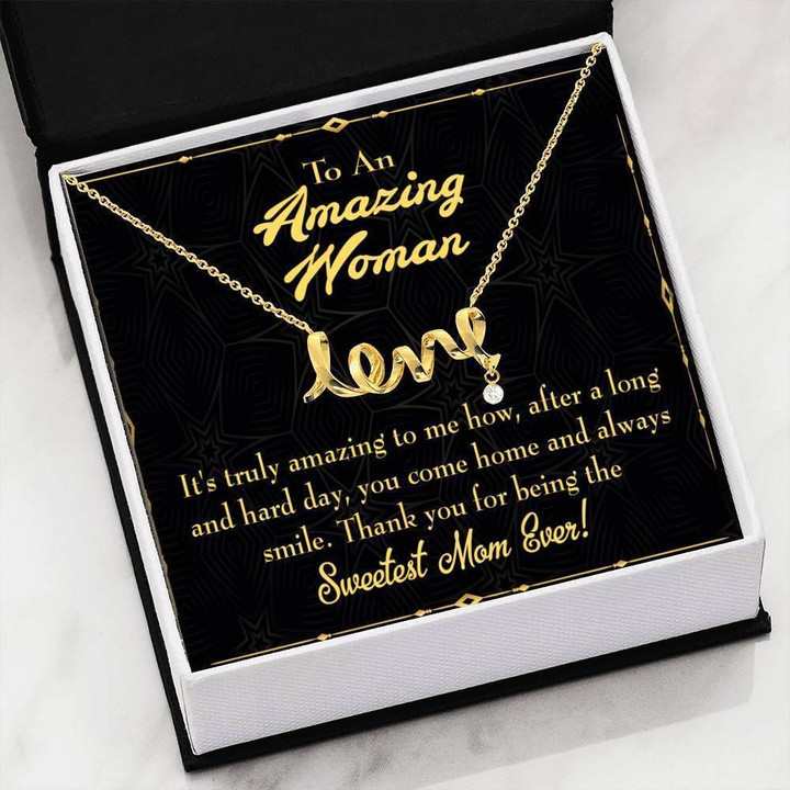 It's Truly Amazing Scripted Love Necklace Gift For Mom Mama