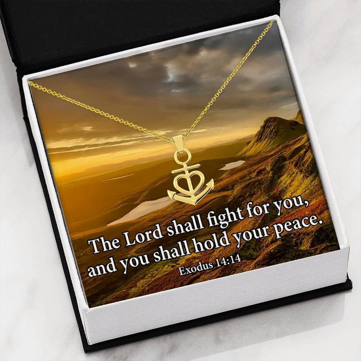 The Lord Shall Fight For You Hold Your Peace Anchor Necklace