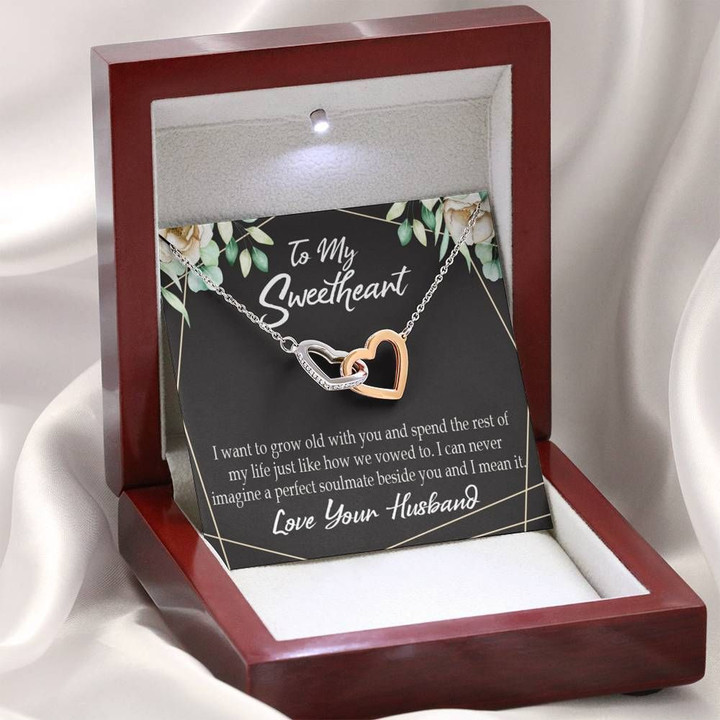 Interlocking Hearts Necklace Gift For Wife I Want to Grow Old With You