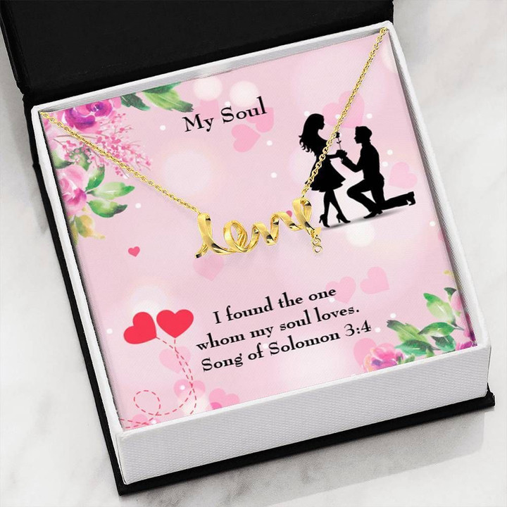 Song Of Solomon Gift For Her 18k Gold Scripted Love Necklace