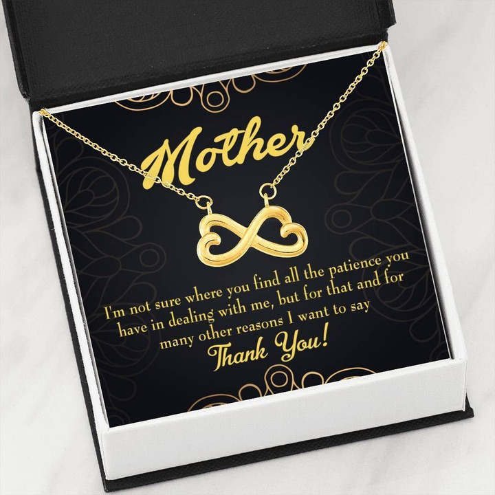 Thank You Gold Paisley Pattern Infinity Heart Necklace Gift For Mom