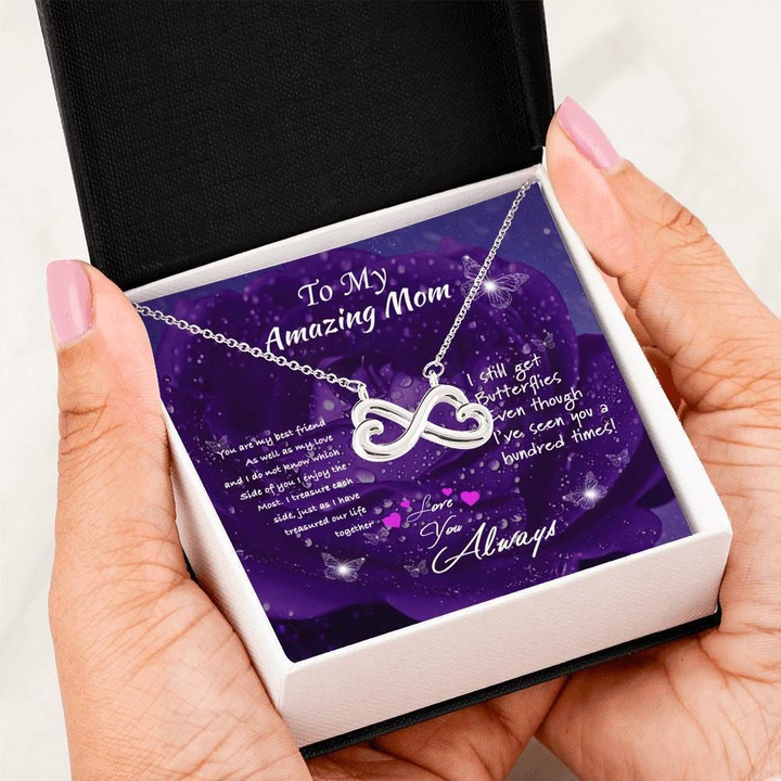 Love You Always Purple Gift For Mom Infinity Heart Necklace