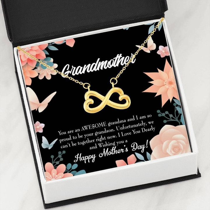 Meaningful Gift For Grandmother I'm So Proud To Be Your Grandson Infinity Heart Necklace