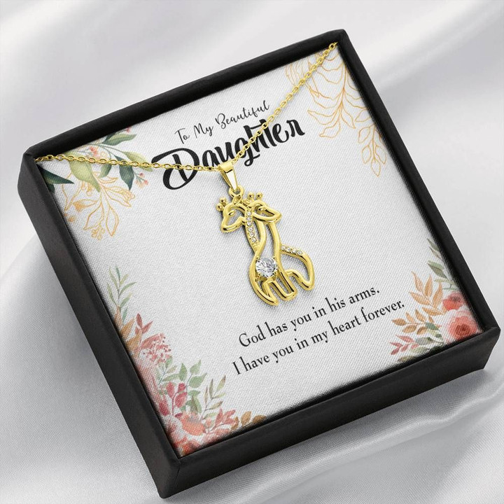 To My Daughter In My Heart Forever Giraffe Couple Necklace