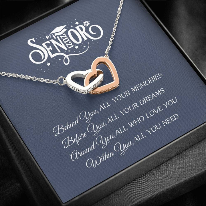 Graduation Gift Senior 2021 Before You All Your Dreams Interlocking Hearts Necklace