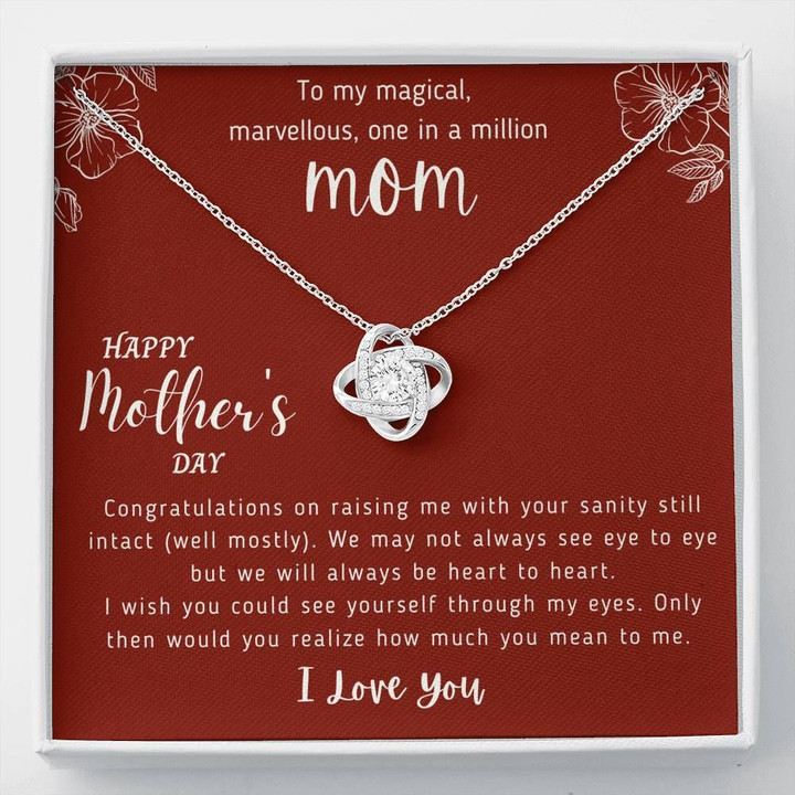 Gift For Mom How Much You Mean To Me Love Knot Necklace