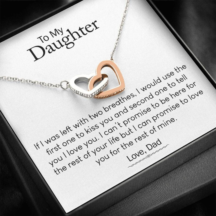 Dad Gift For Daughter Love You For The Rest Of Mine Interlocking Hearts Necklace