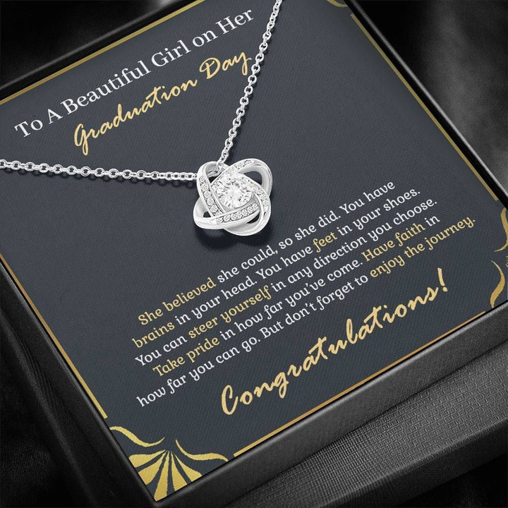 Graduation Gift Don't Forget To Enjoy The Journey Love Knot Necklace