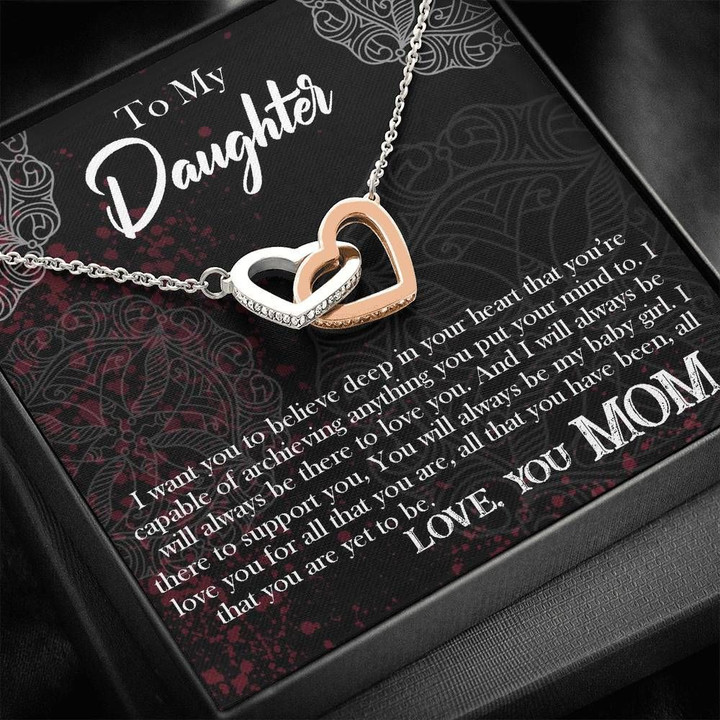 Mom Gift For Daughter I Love You For All That You Are Interlocking Hearts Necklace