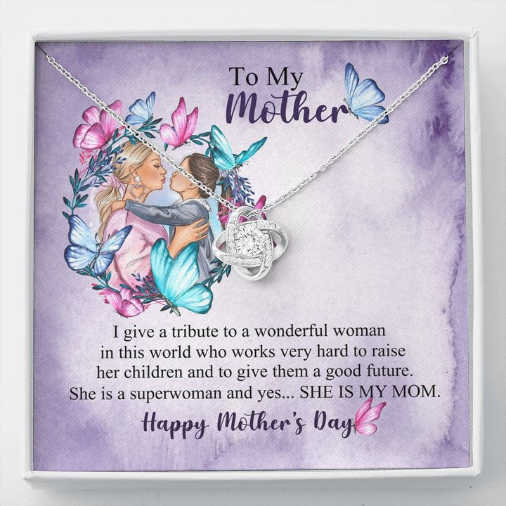 She Is A Superwoman Gift For Mom Love Knot Necklace