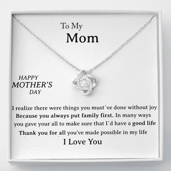 Thank You For All You've Made Possible In My Life Gift For Mom Love Knot Necklace