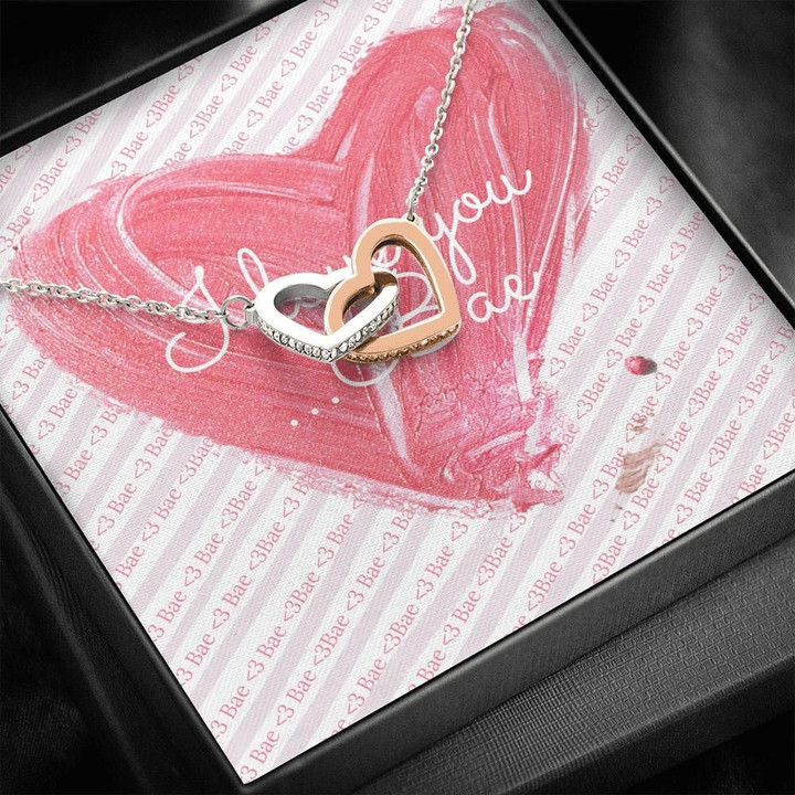 I Love You Bae Gift For Her Interlocking Hearts Necklace