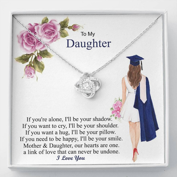 If You Want A Hug I Will Be Your Pillow Love Knot Necklace Graduation Gift For Daughter
