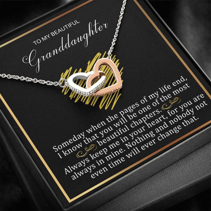 Always Keep Me In Your Heart Gift For Granddaughter Interlocking Hearts Necklace