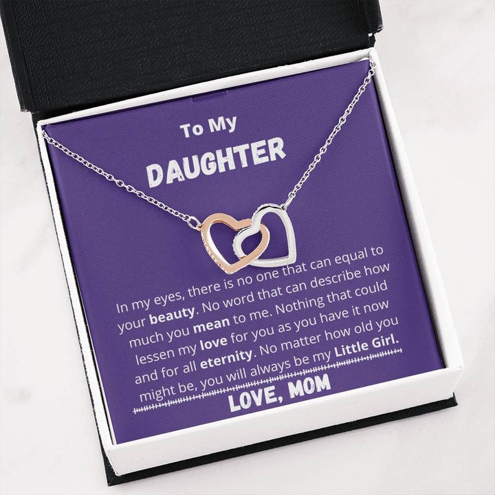 Mom Gift For Daughter How Much You Mean To Me Interlocking Hearts Necklace