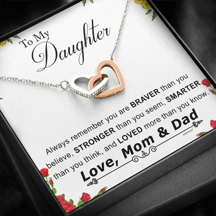 Mom And Dad Gift For Daughter Loved More Than You Know Interlocking Hearts Necklace
