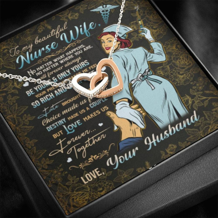 Husband Gift For Nurse Wife Love Makes Us Forever Interlocking Hearts Necklace