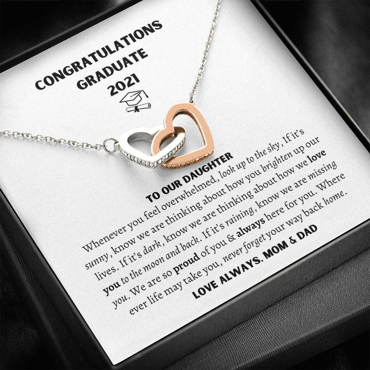 Love Always Mom And Dad Graduation Gift For Daughter Interlocking Hearts Necklace