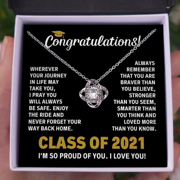 Graduation Gift Never Forget Your Way Back Love Knot Necklace