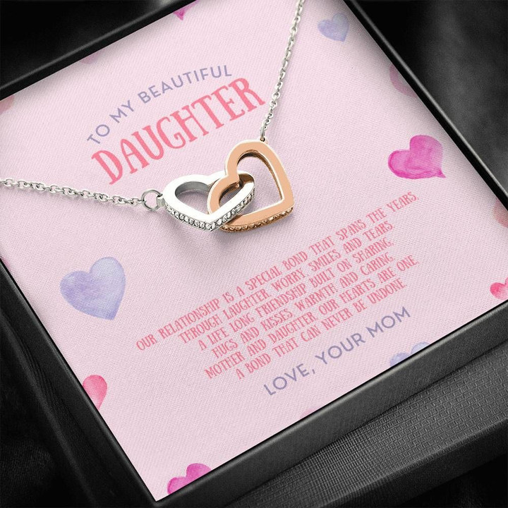 Mother And Daughter Our Hearts Are One Gift For Daughter Interlocking Hearts Necklace