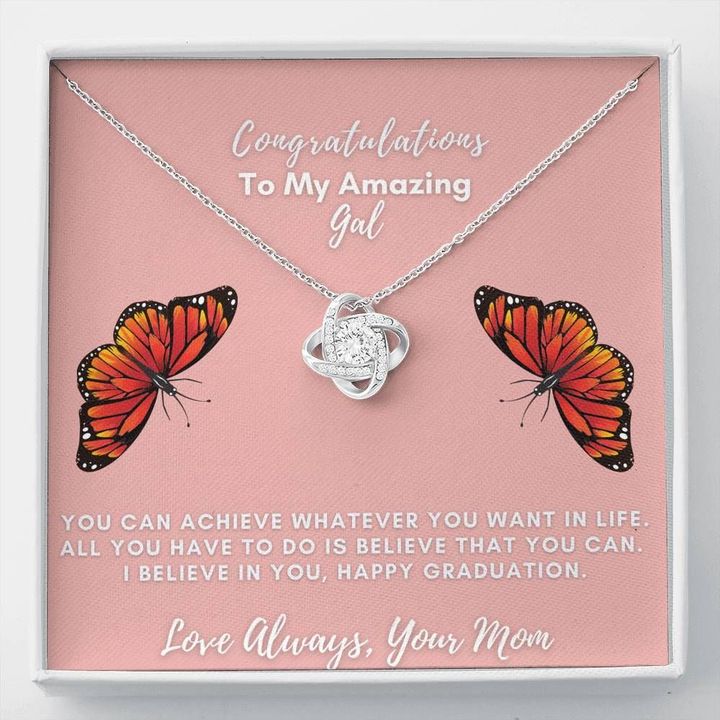 Butterfly Graduation Gift From Mom I Believe In You Love Knot Necklace