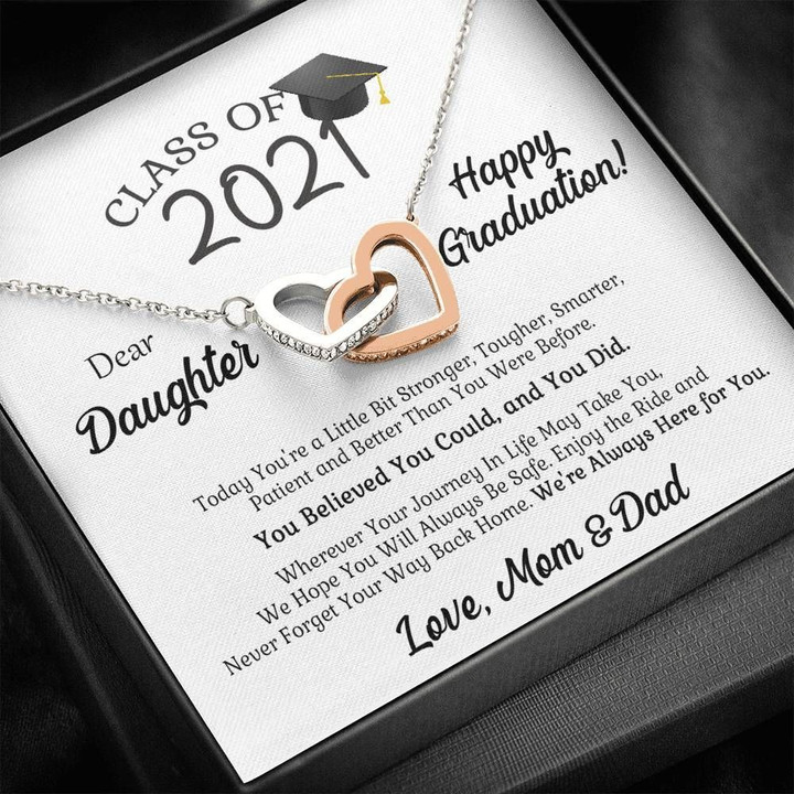 We're Always Here For You Mom And Dad Gift For Daughter Graduation Gift Interlocking Hearts Necklace