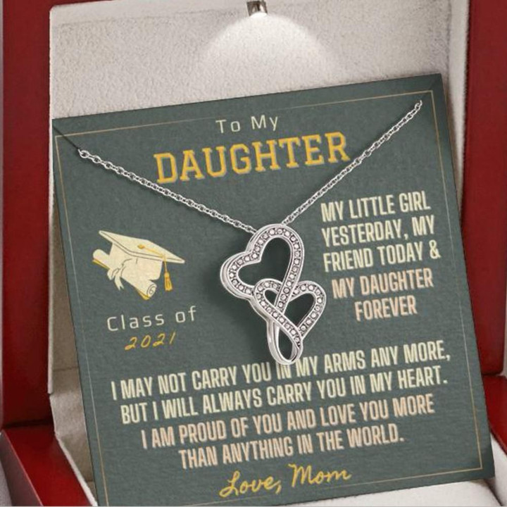 Graduation Gift For Daughter From Mom I Am Proud Of You Double Hearts Necklace