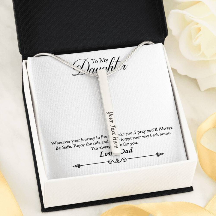 I Pray You Will Always Be Safe Dad Gift For Daughter Vertical Bar Necklace