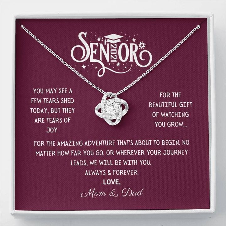 We Will Be With You Always And Forever Graduation Gift From Dad And Mom Love Knot Necklace