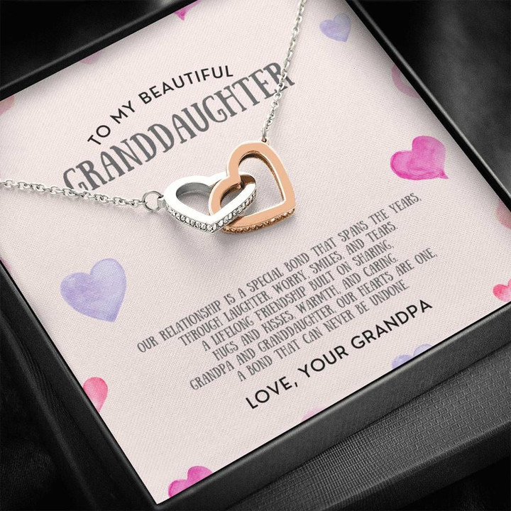 Our Relationship Is A Special Bond Grandpa Gift For Granddaughter Interlocking Hearts Necklace