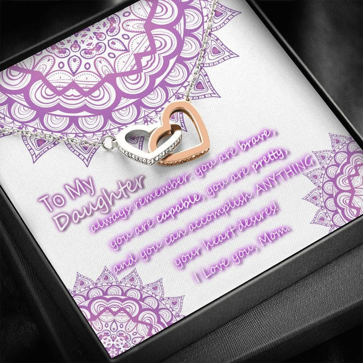 Purple Mandala Mom Gift For Daughter I Love You Interlocking Hearts Necklace