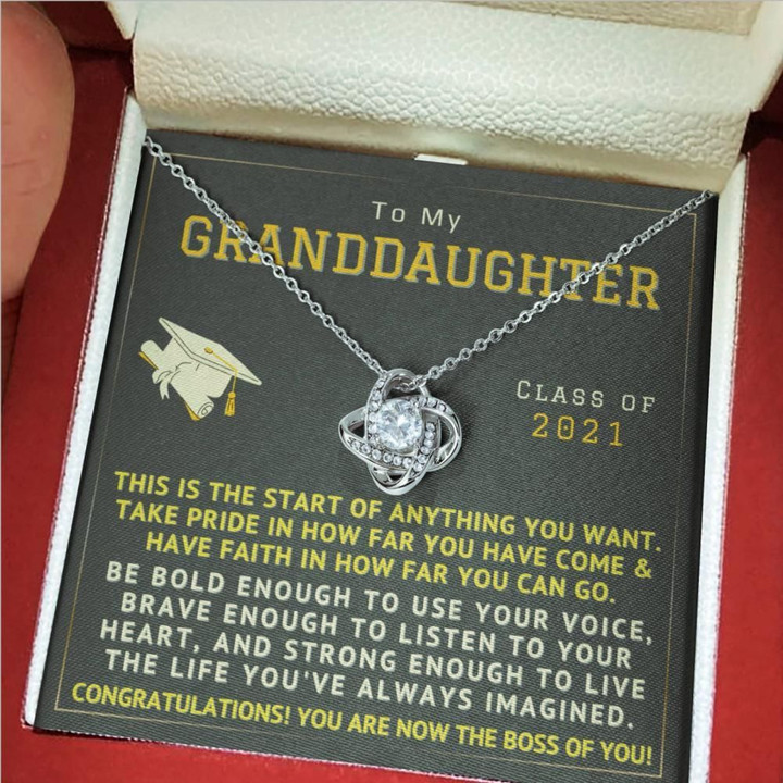 You Are Now The Boss Of You Graduation Gift For Granddaughter Love Knot Necklace