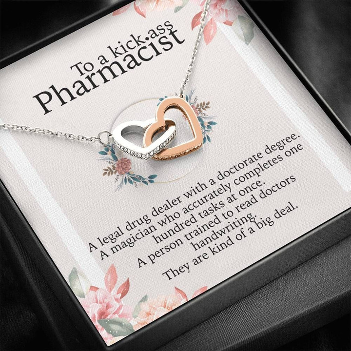 Gift For Pharmacist Who Trained To Read Doctors Handwritting Interlocking Hearts Necklace