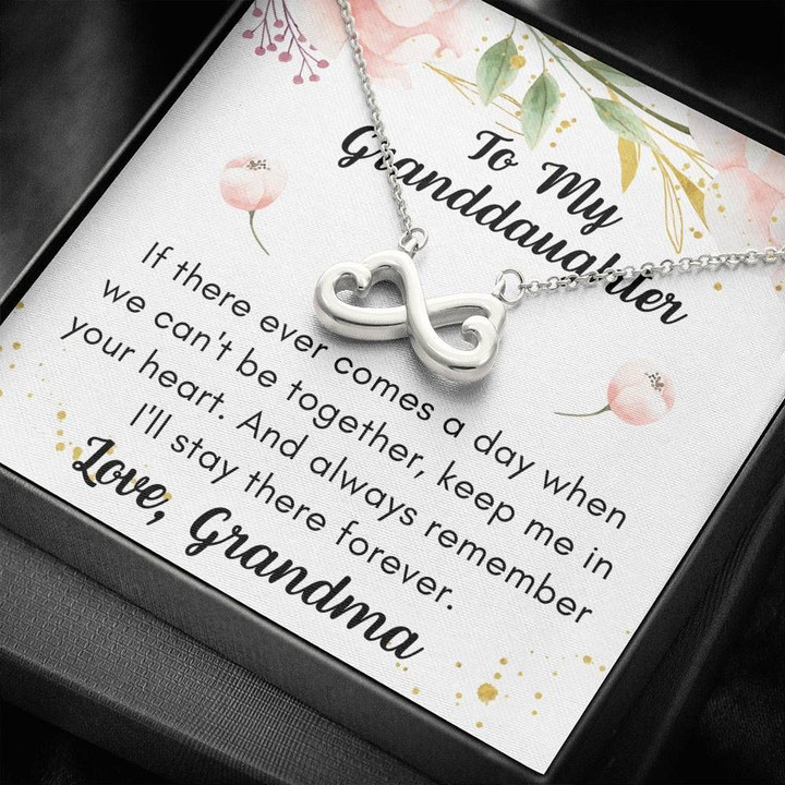 Grandma Gift For Granddaughter Keep Me In Your Heart Infinity Heart Necklace