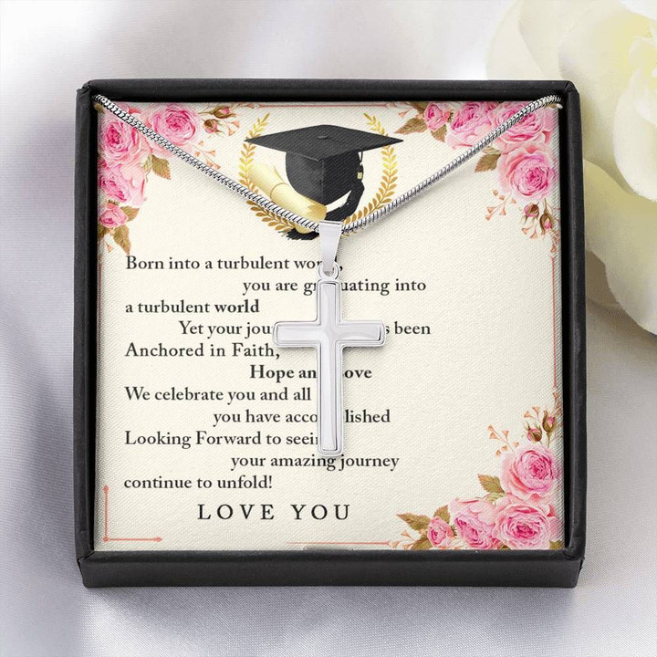 Graduation Gift Love You Artisan Crafted Cross Necklace