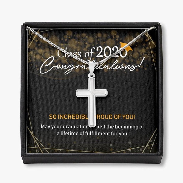 Class Of 2020 Congratulations Graduation Gift So Incredible Proud Of You Artisan Crafted Cross Necklace