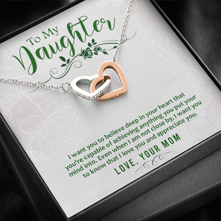 I Love You And Appreciate You Mom Gift For Daughter Interlocking Hearts Necklace