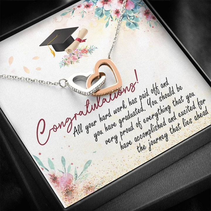Graduation Gift All Your Had Work Has Paid Off Interlocking Hearts Necklace
