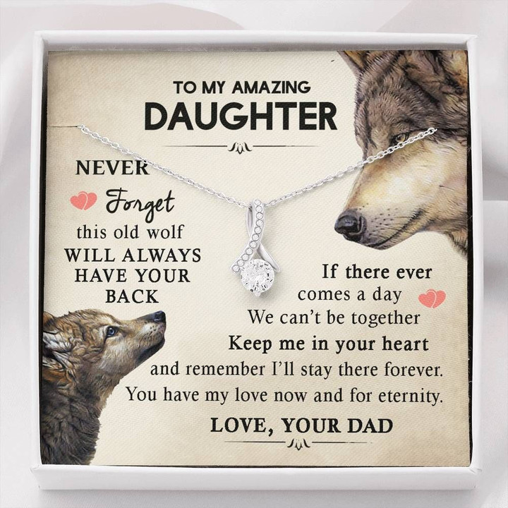 Dad Gift For Daughter Keep Me In Your Heart Wolf Alluring Beauty Necklace