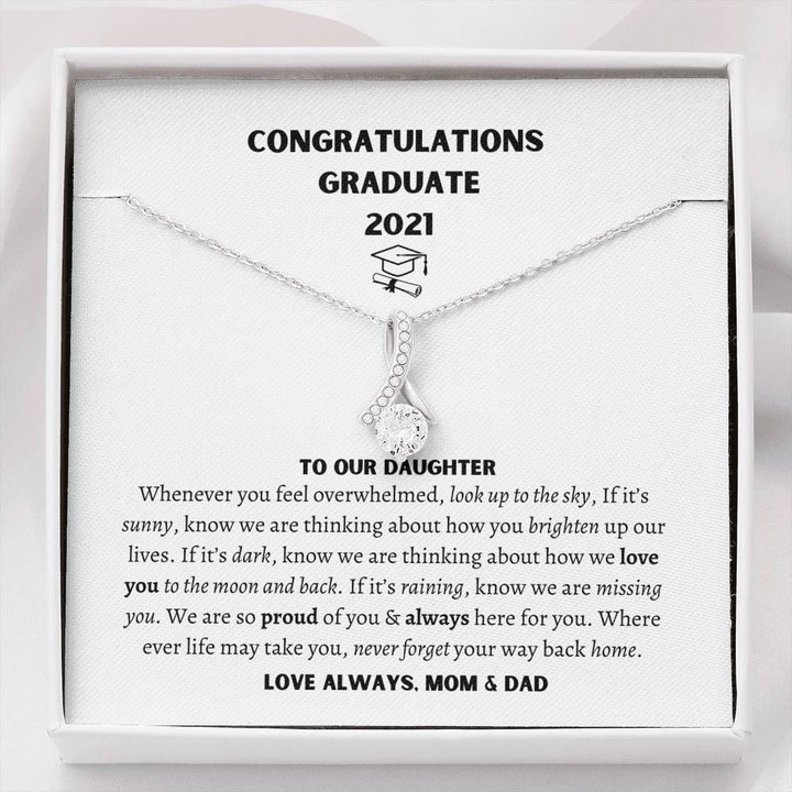 Graduation Gift Mom And Dad Gift For Daughter Never Forget Your Way Back Home Alluring Beauty Necklace