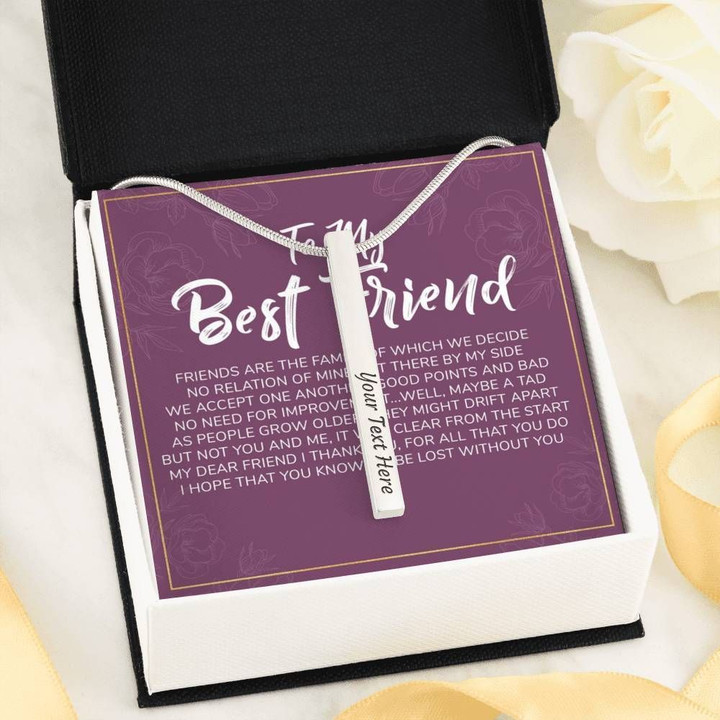 Thank You For All That You Do Gift For Bff Vertical Bar Necklace