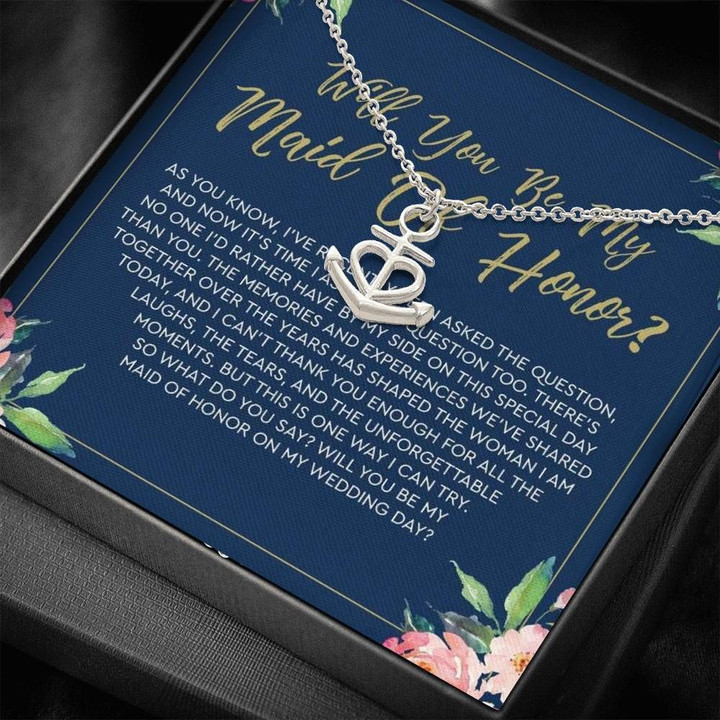 Meaningful Gift For Maid Of Honor Anchor Necklace Will You Be My Maid Of Honor On My Wedding Day