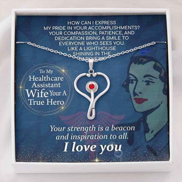 I Love You Gift For Hero Nurse Wife Necklace Stethoscope Necklace